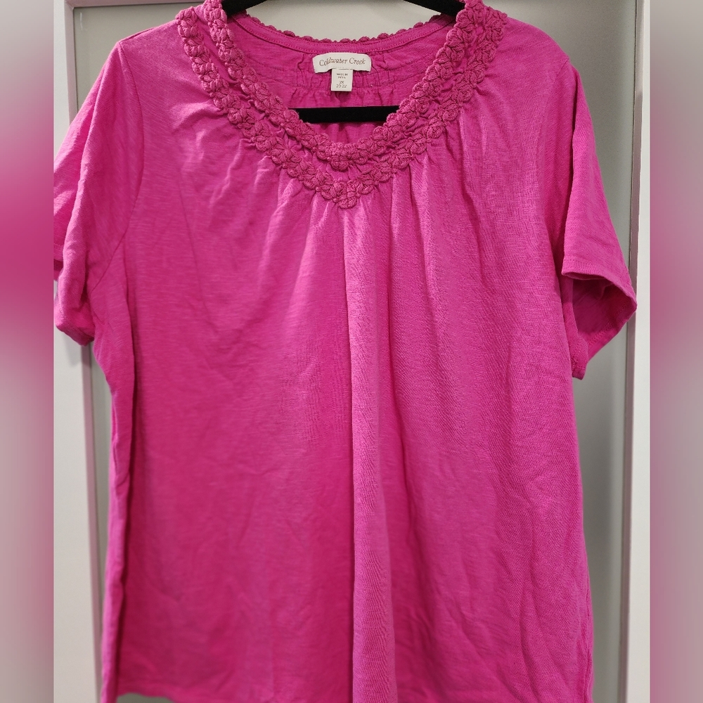 Coldwater Creek Hot Pink V Neck  Top Size 2X
